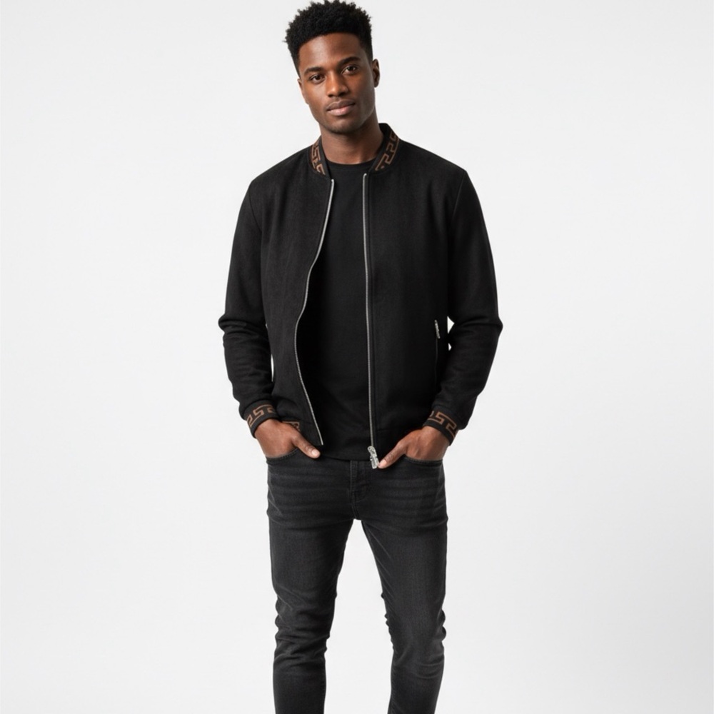 Stylish Black and Brown Bomber Jacket